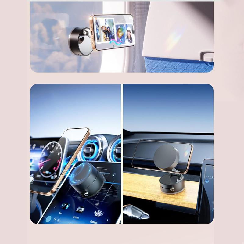 Vacuum Suction Magnetic Phone Holder, Double-Sided Vacuum Adsorption Car Phone Holder, Adjustable Foldable Phone Holder Accessories (Pink)