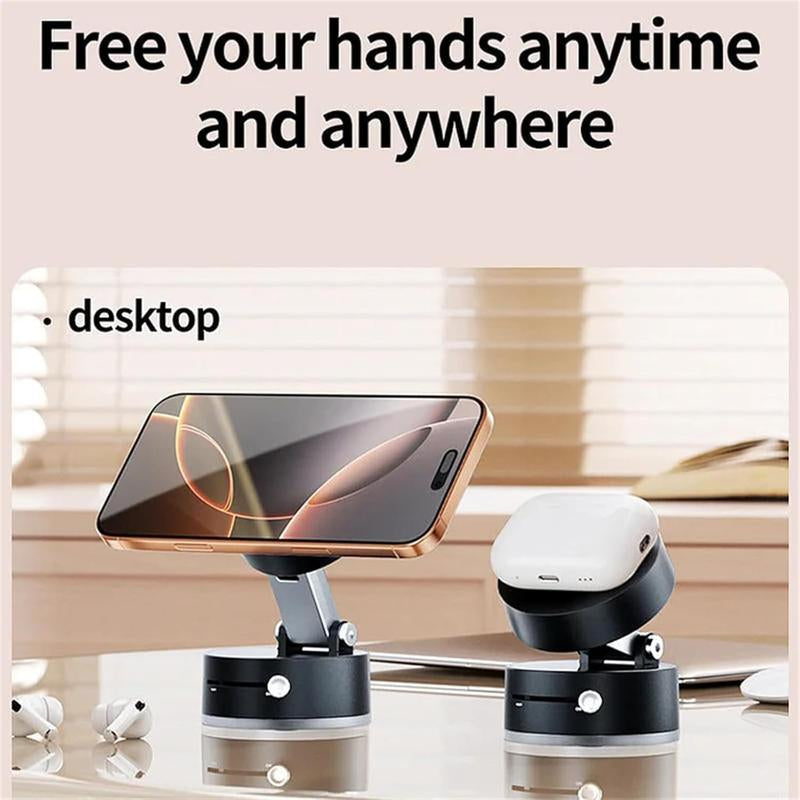 Vacuum Suction Magnetic Phone Holder, Double-Sided Vacuum Adsorption Car Phone Holder, Adjustable Foldable Phone Holder Accessories (Pink)