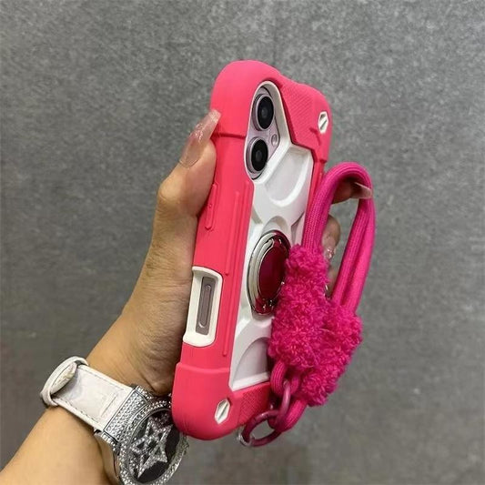 Dazzling New Ip16Promax Lanyard Phone Case Double Ring Thickened15 Super Anti-Fall 14 Silicone 13 Skin Feeling 12 Protectorscreen Protector Red Protection Shockproof Protective Cover Cellphone