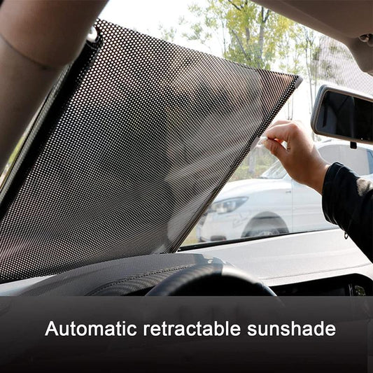 Car Sun Shade Automatic Retractable Windshield Sun Protection Car with Light Protection Sun Visor Car Sun Shade with Suction Cup